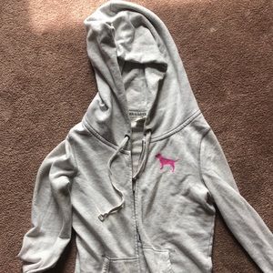 Victoria’s Secret pink brand gray zip up hoodie